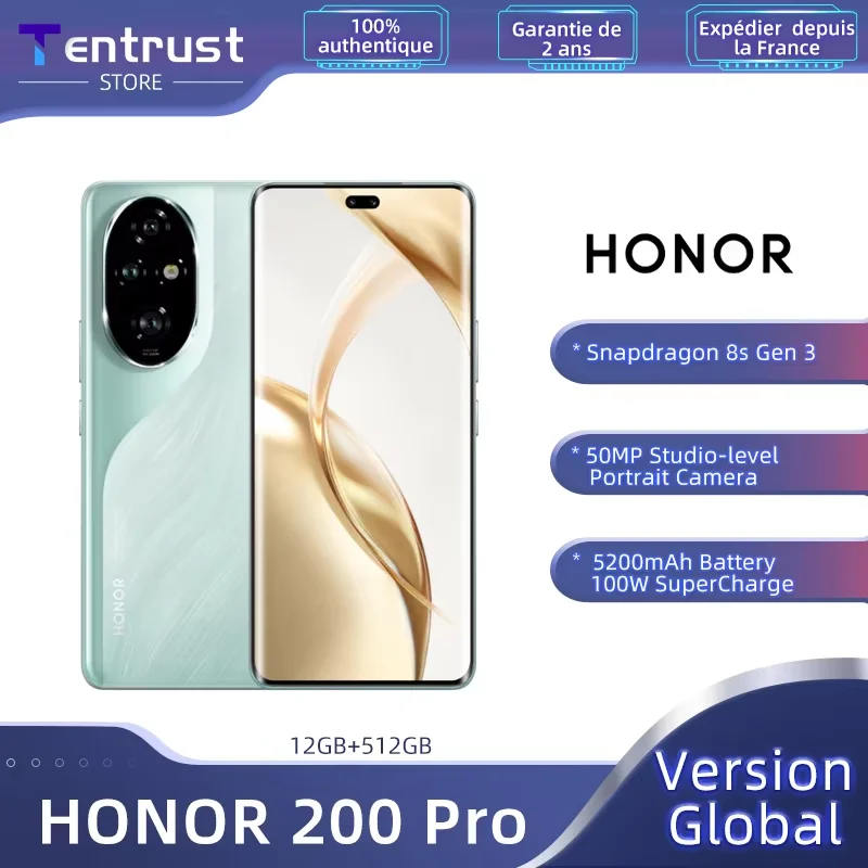 Global Version HONOR 200 Pro 5G Smartphone Snapdragon 8s Gen 3 Android 14 6.78'' AMOLED Display 5200mAh Battery