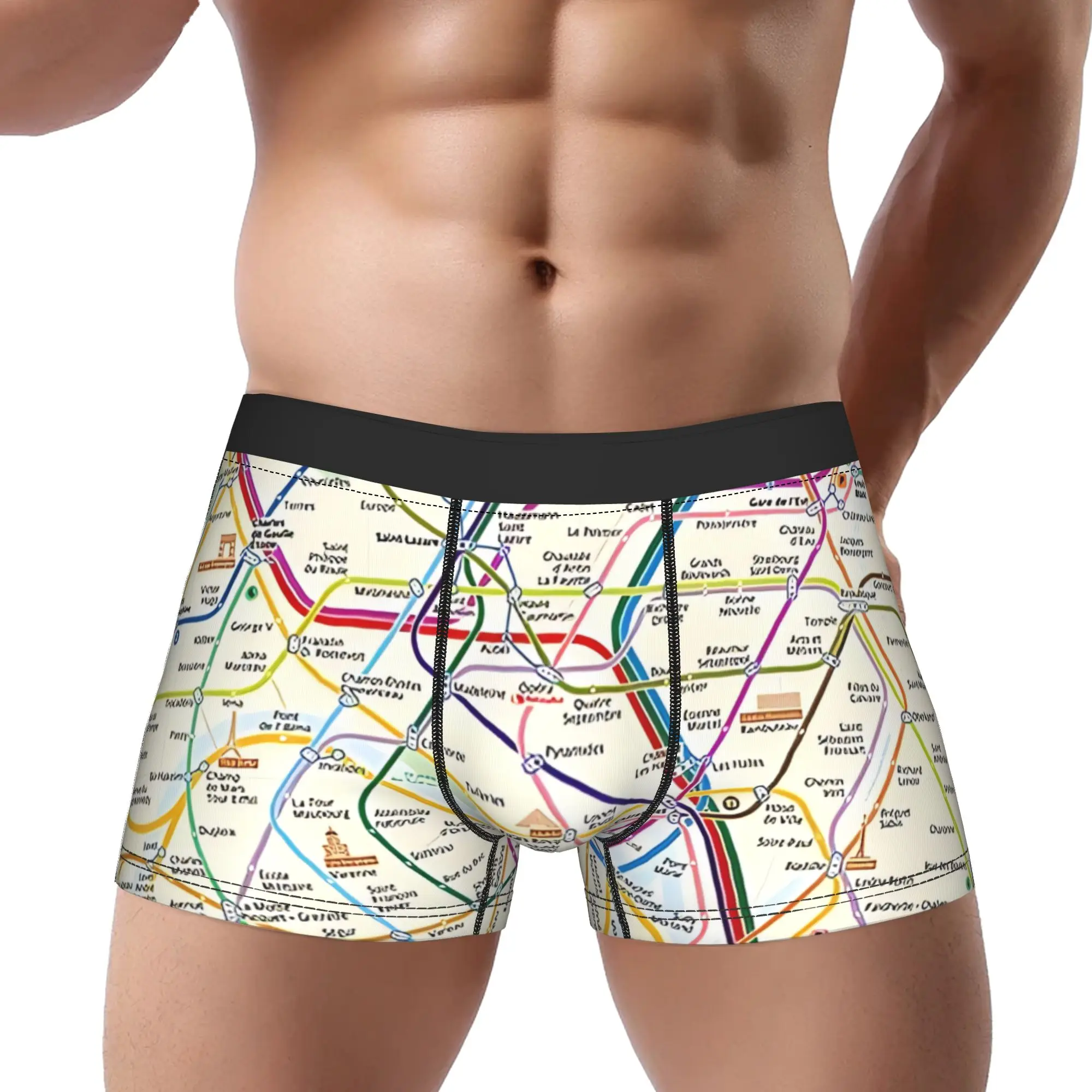 

The New Paris Metro Map Underpants Homme Panties Man Underwear Map Comfortable Shorts Boxer Briefs