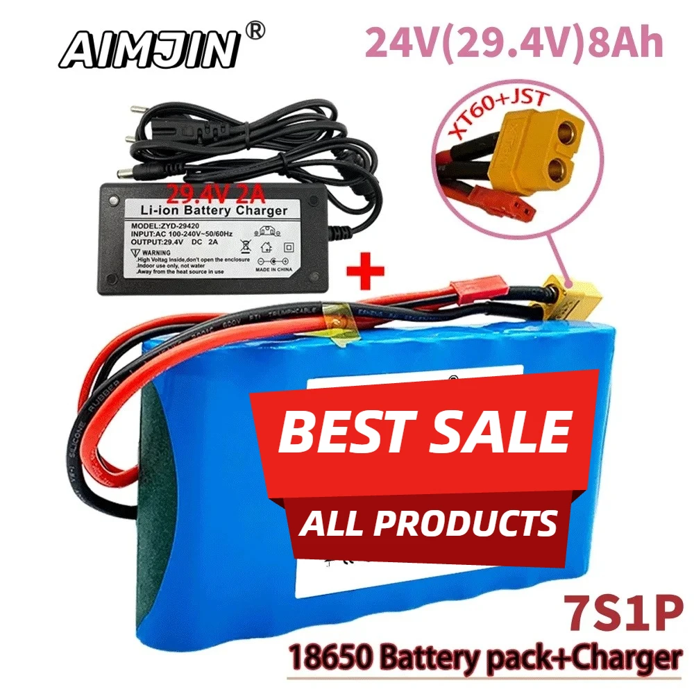 حزمة بطارية ليثيوم أيون 7S1P 2026 24V 7S1P 29V 8000mAh مناسبة لدراجة لعبة سكوتر مع BMS مدمجة ومبيعات الشاحن #1