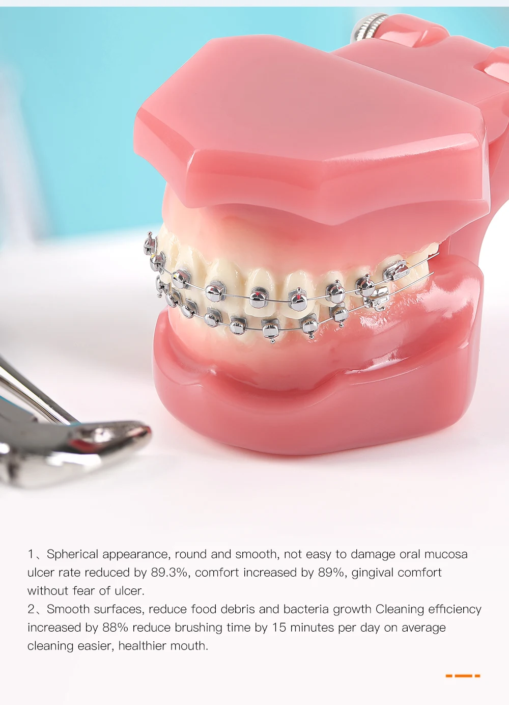 AZDENT Zahnärztliche Kieferorthopädische Selbstligierende Monoblock-Brackets Roth MBT 0.022 mit Haken 345 und Bukkalröhrchen für die Zahnmedizin – Detail 7