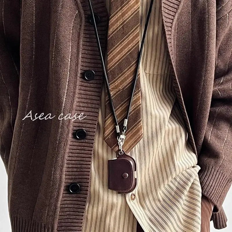 Étui Airpods en cuir PU, housse rétro vintage pour AirPods pro 2