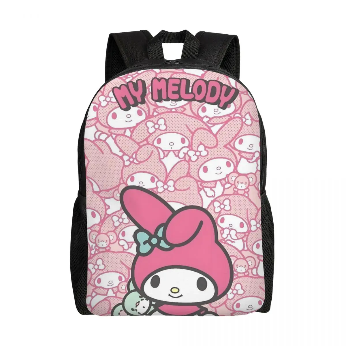 

Customized Pink Melody Backpack Men Women Casual Bookbag for School College Cartoon Movie Kawaii Design Bags