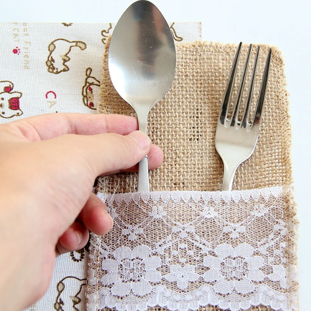 

8 Pcs Cutlery Bag Fork Vintage Silverware Holder Party Picnic Elegant Bags Tableware