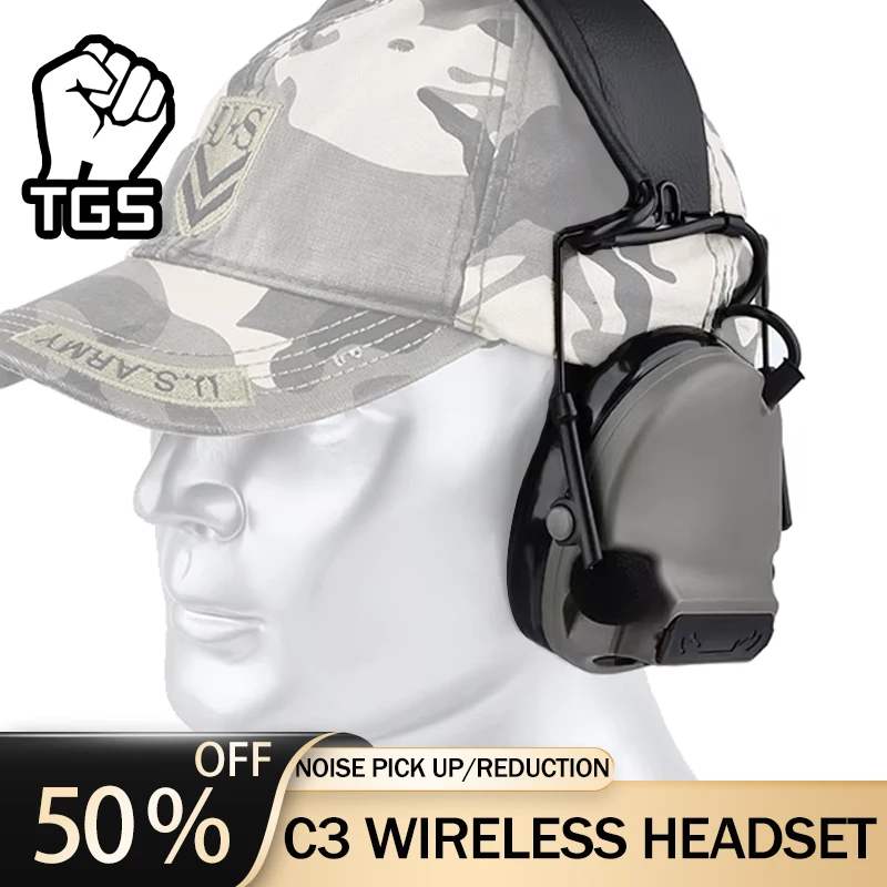 

Тактическая гарнитура WADSN C3, активный звукосниматель с шумоподавлением, защита слуха, страйкбол, охота на открытом воздухе, связь