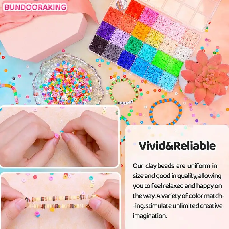 Clay Beads For Jewelry DIY 2500pcs Colorful Clay Beads For DIY Jewelry Arts And Crafts Clay Beads For Earrings Anklets Bracelets