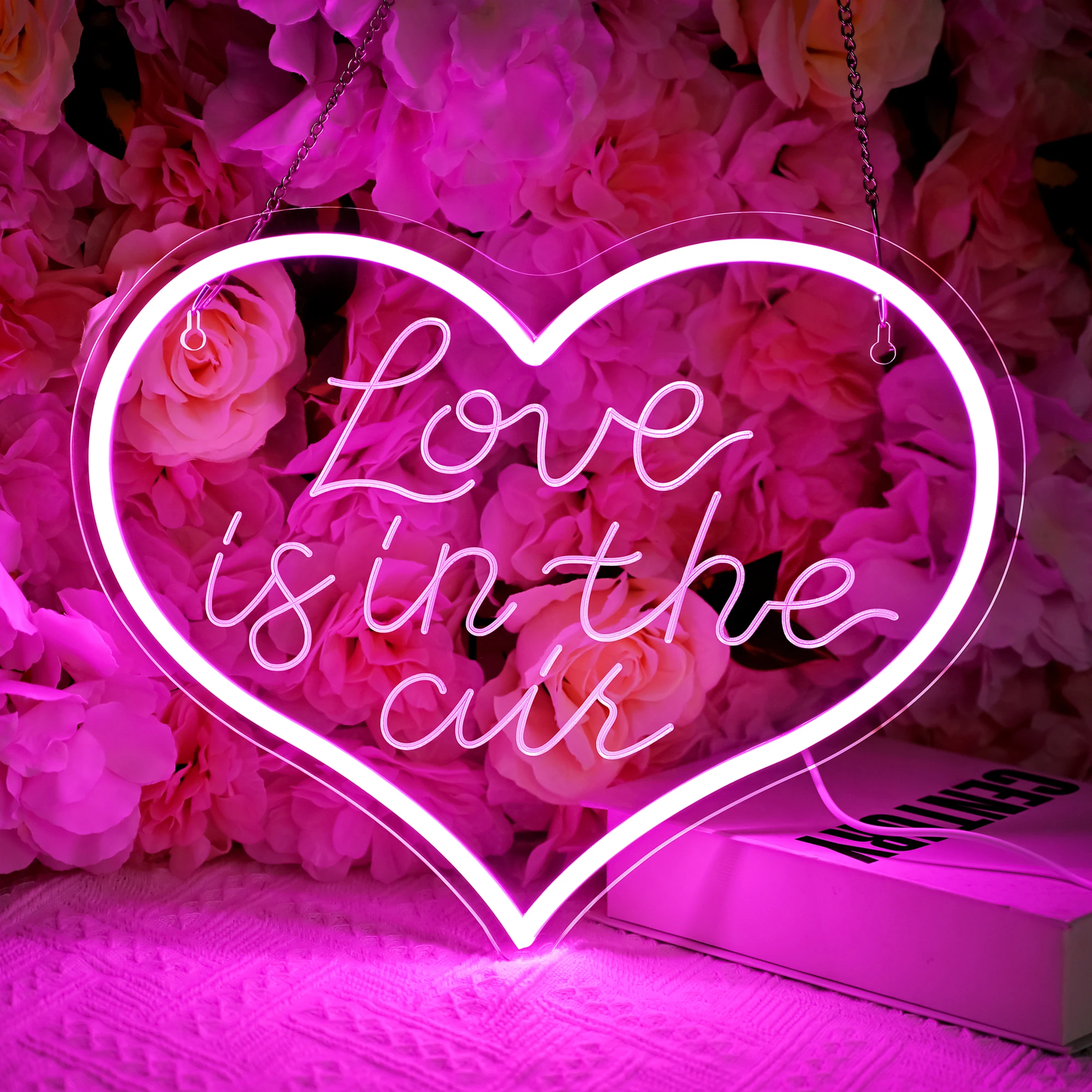 

Love is in Air Neon Sign 3D Engraved Neon Light Wall Art Decor Pink LED Neon Light Wedding Party Birthday Gift Lover Friend