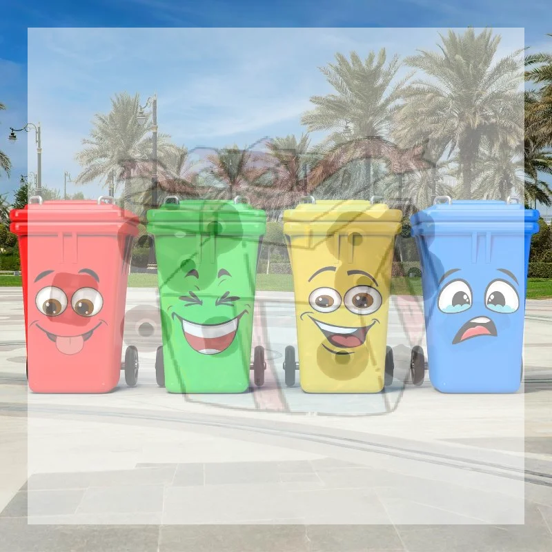 【CC】4Pcs Funny Face Trash Can Stickers Self-adhesive Waste Bin Decals Cartoon Expressions Stickers For Wall Door Toilet Decor