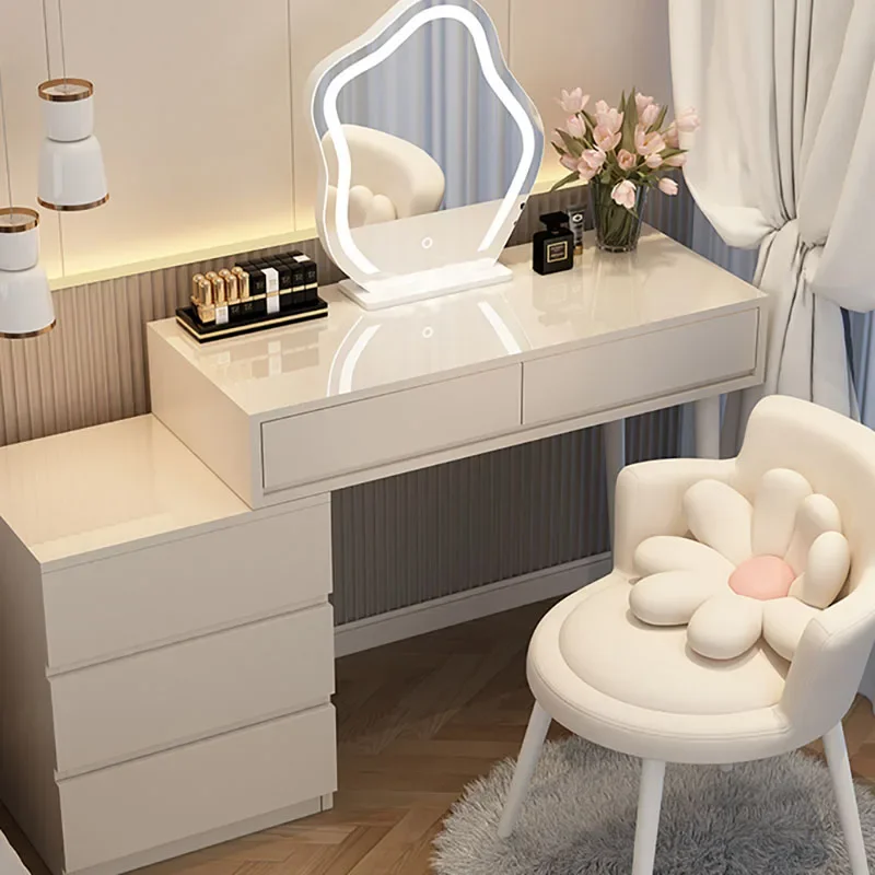 

Luxury Led Lights Dressing Table Bedroom Nordic Storage Multifunctional Modern Dressing Table Drawer Charm Coiffeuse Furnitures