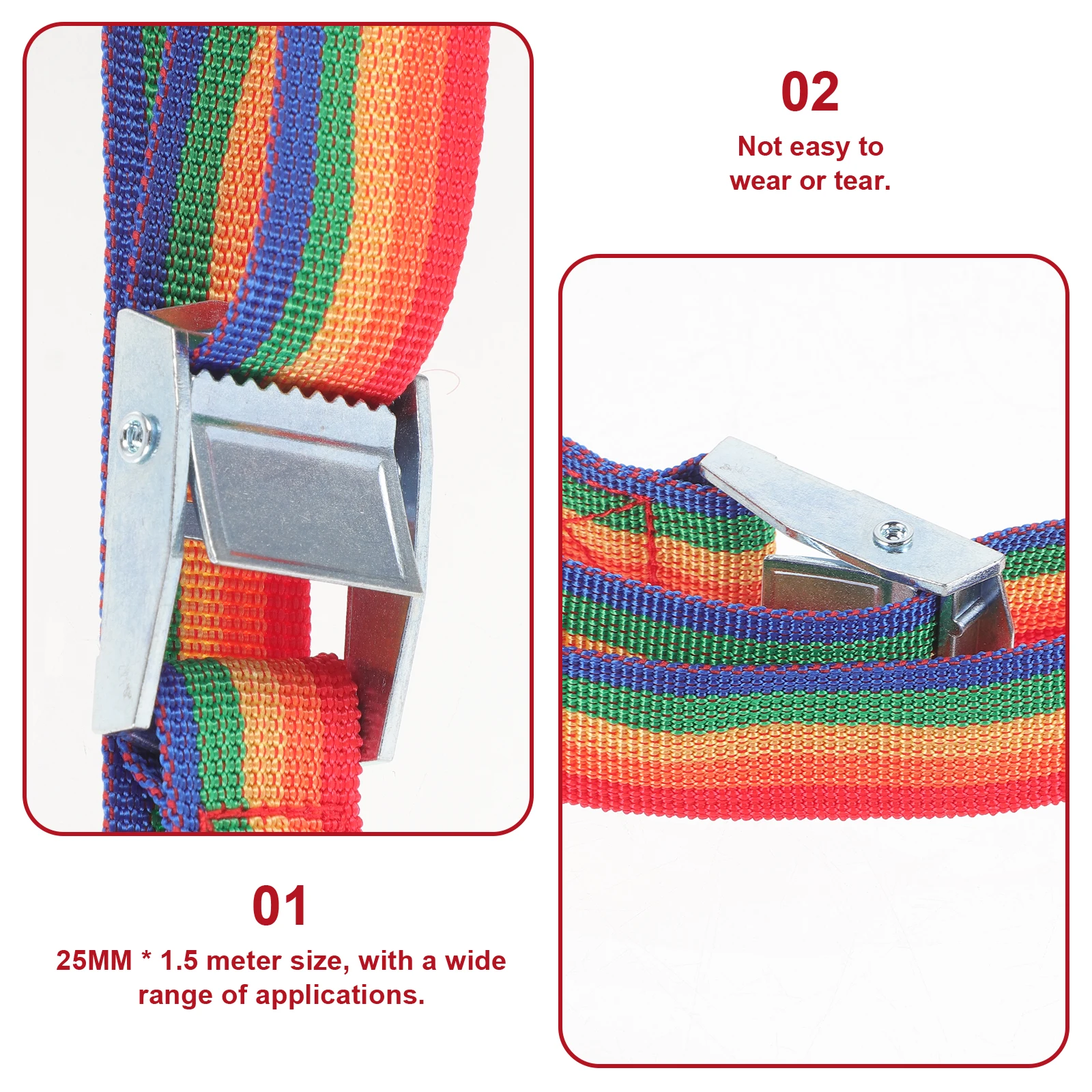 

4pcs Cargo Tie Down Straps 25MMx1.5M Zinc Alloy Buckle Adjustable Luggage Racks Surf Kayak Bees Box Straps Ratchet Lashing