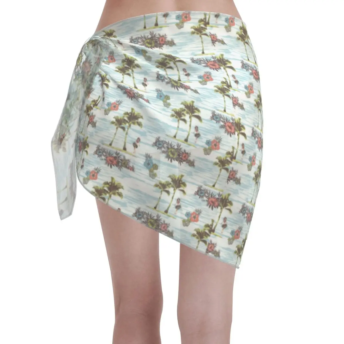 Personalizado para roupa de banho havaiana dia de verão feminino curto sarongs praia envoltório feminino praia bikini envoltório sarongs maiô coverups