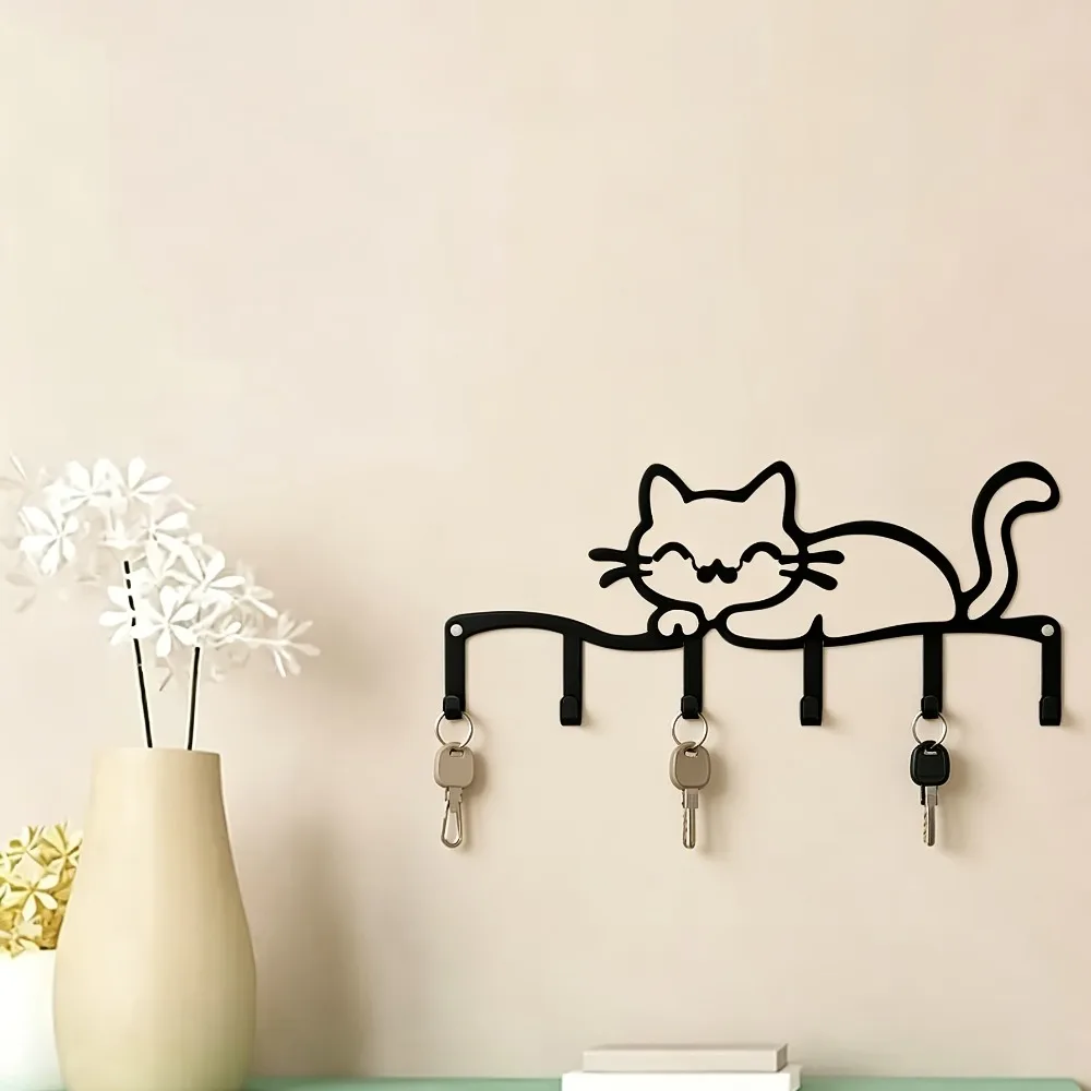 CIFBUY Cat Shaped Iron Art Wall Hook Multi Functional Home Decor Easy Install For Living Room Bedroom Office Wall Mount