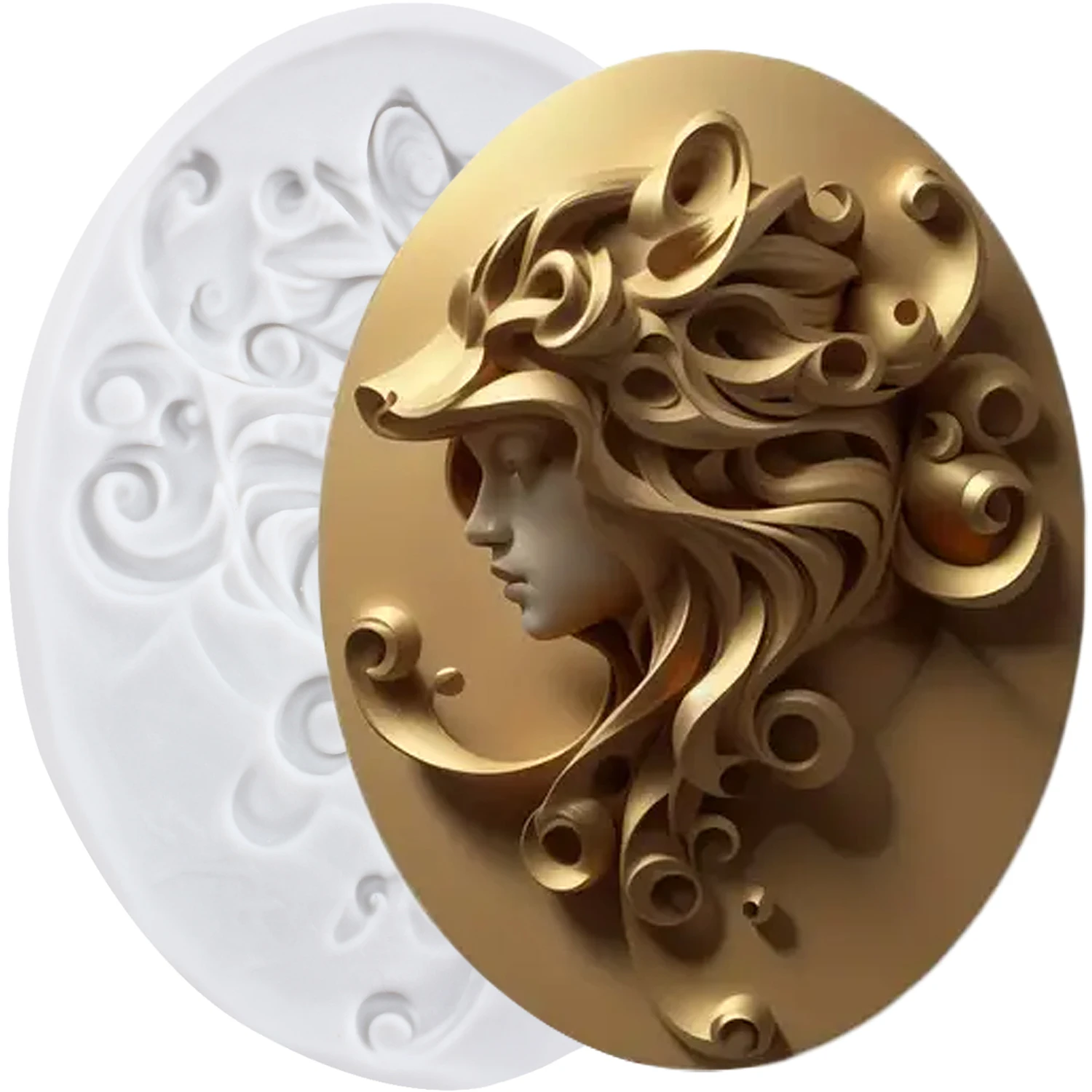 

Cameo Picture Frame Silicone Molds Lady Avatar Fondant Cake Decorating Tools Cupcake Topper Candy Craft Gum Paste Polymer Clay