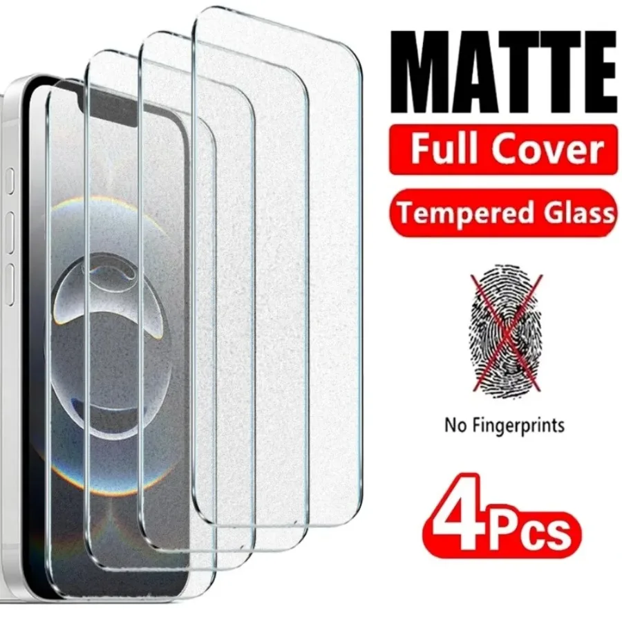 

4PCS Screen Protector for IPhone 15 14 Plus 13 12 11 Pro Max 16 Pro Matte Tempered Glass for IPhone 16E 6 7 8 XS Mini XR Film