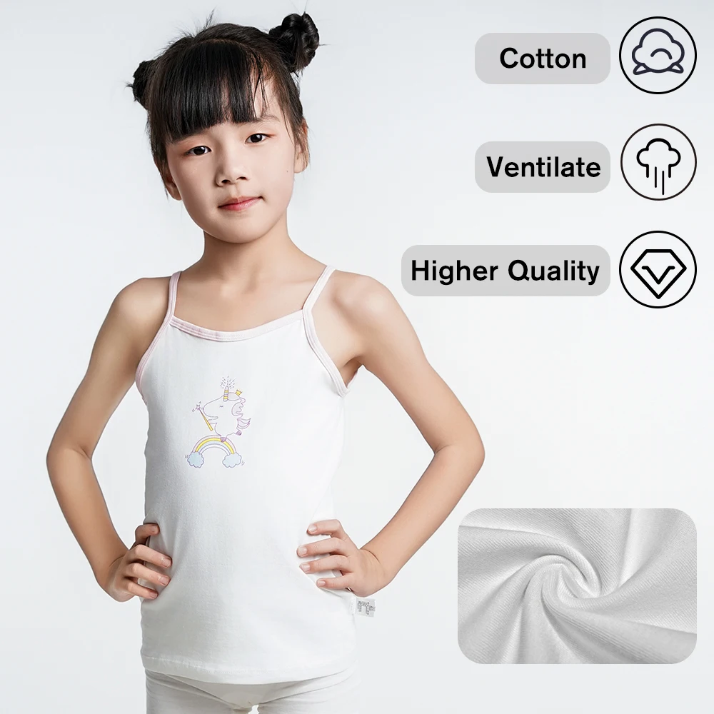 3Pcs/lot Kids Cartoon Underwear Cotton Tank Tops For Girls Cami Undershirt Young Teens In Lingerie Sport Top Vest Size 1-10T