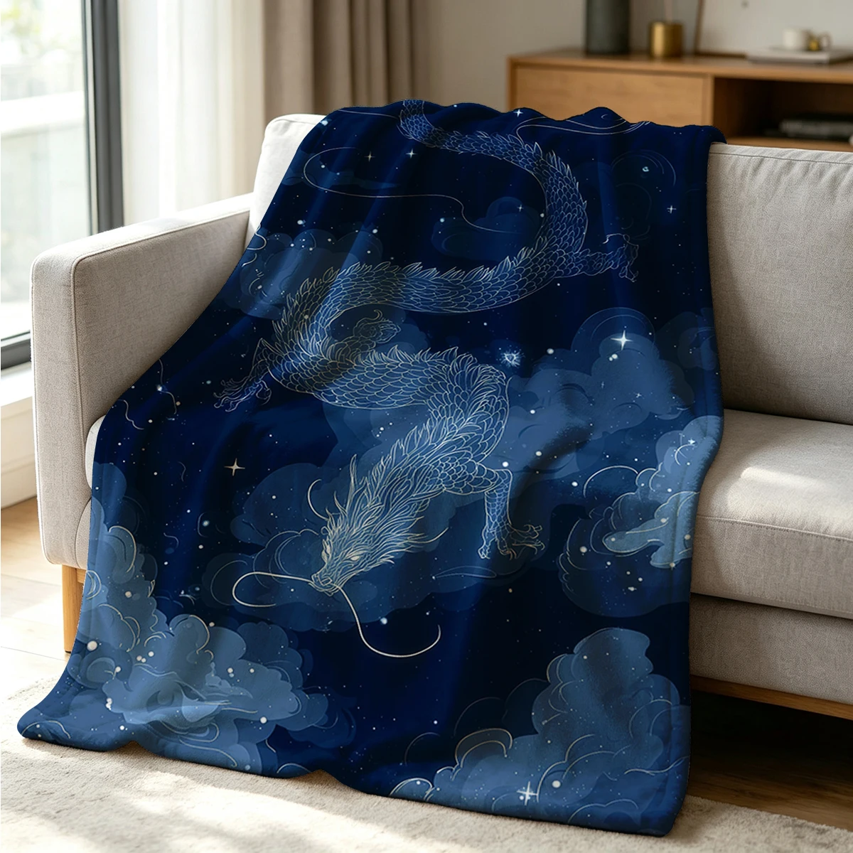 Dragon Spirit Flannel Blanket Warm Soft Halloween Christmas Couch Warm Cozy Decorative Decor Gift for All Season