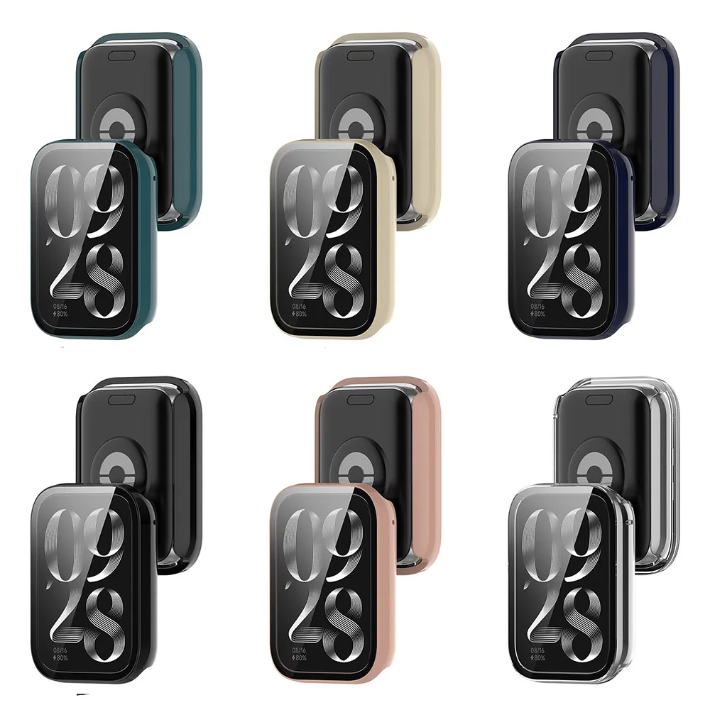 حافظة حماية من الزجاج المقسى PC+ لهاتف Xiaomi Mi Band 9 Pro/Mi Band 8 Pro واقي شاشة كامل غطاء ممتص للصدمات