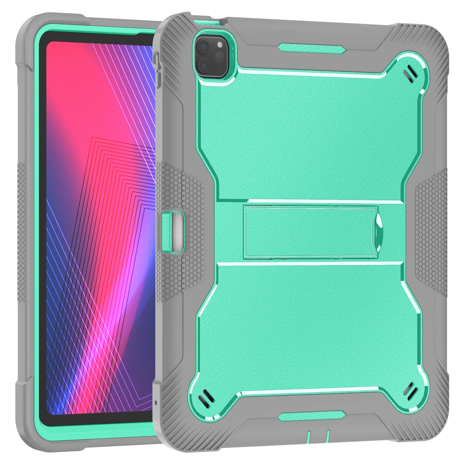 Rugged Shockproof Tablet for Ipad Pro 11 Air 11 2024 A2837 A3006 A2899 A2900 A2902 Stand Strap Cover PC+Silicon Material Hybrid