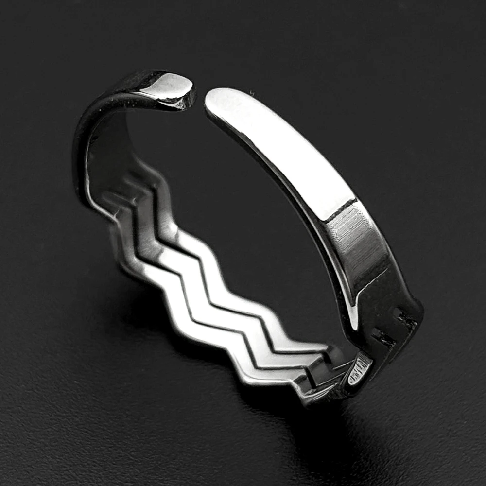 غير النظامية هندسية موجة خواتم للنساء الرجال الفولاذ المقاوم للصدأ الفضة اللون موضة حفلة تصميم جديد فنجر الإكسسوارات مجوهرات هدية