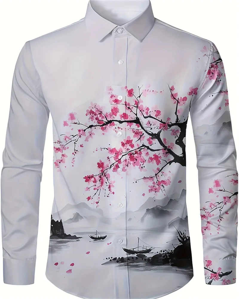

Flower pattern 3d Print Men Long Sleeve Shirts Fashion Personality Shirt Autumn Casual Single-Breasted Blouse Male Clothing Tops