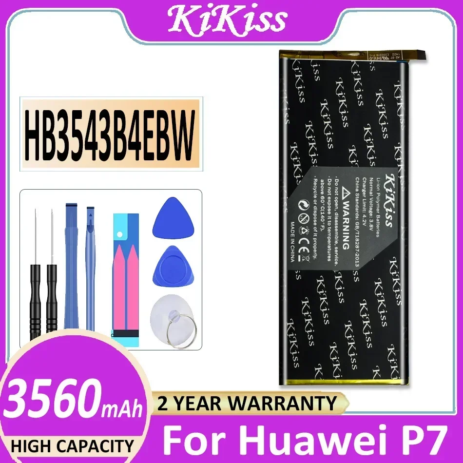 

Аккумулятор KiKiss 3560 мАч для Huawei P7 HB3543B4EBW, перезаряжаемый резервный аккумулятор 2460 мАч для Huawei P7