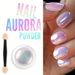 1Jar Pearl Effect Nagelpoeders Spiegel Aurora Chrome Zeemeermin Nagels Art Poeder Rainbow AB Magische Spiegel Parel Shell Poederbenodigdheden