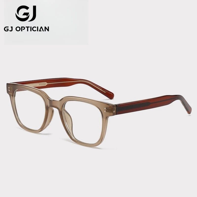 

GJ OPTICIAN New Plastic Titanium Square Rice Nail Prescription Glasses Retro Anti Blue Light Progressive Reading Myopia Glasses