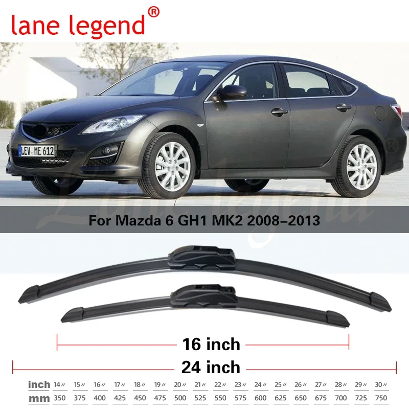 For Mazda 6 GH1 MK2 2008 2009 2010 2011 2012 2013 Accessories Car Front Windscreen Wiper Blades Brushes Cutter U J Hook 24"+16"