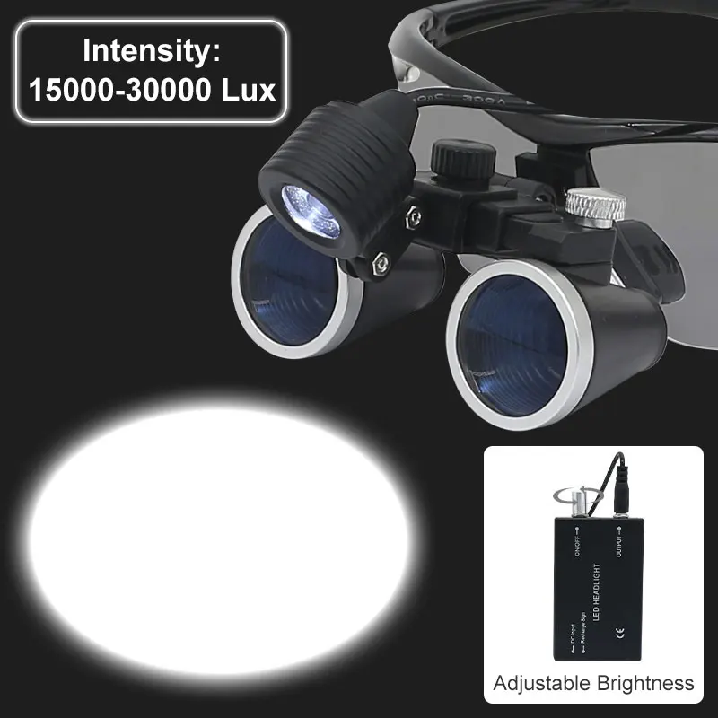 Lupa Dental para cirugía médica, lupa Binocular LED de 2.5X /3.5X, luz de cabeza Dental recargable para dentista