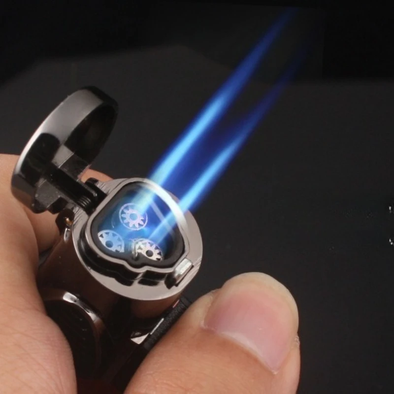 Triple Torch Lighter Powerful Jet Butane Pipe Cigar Lighter Portable Spray Gun Gas  Windproof Outdoor Gadgets For Man
