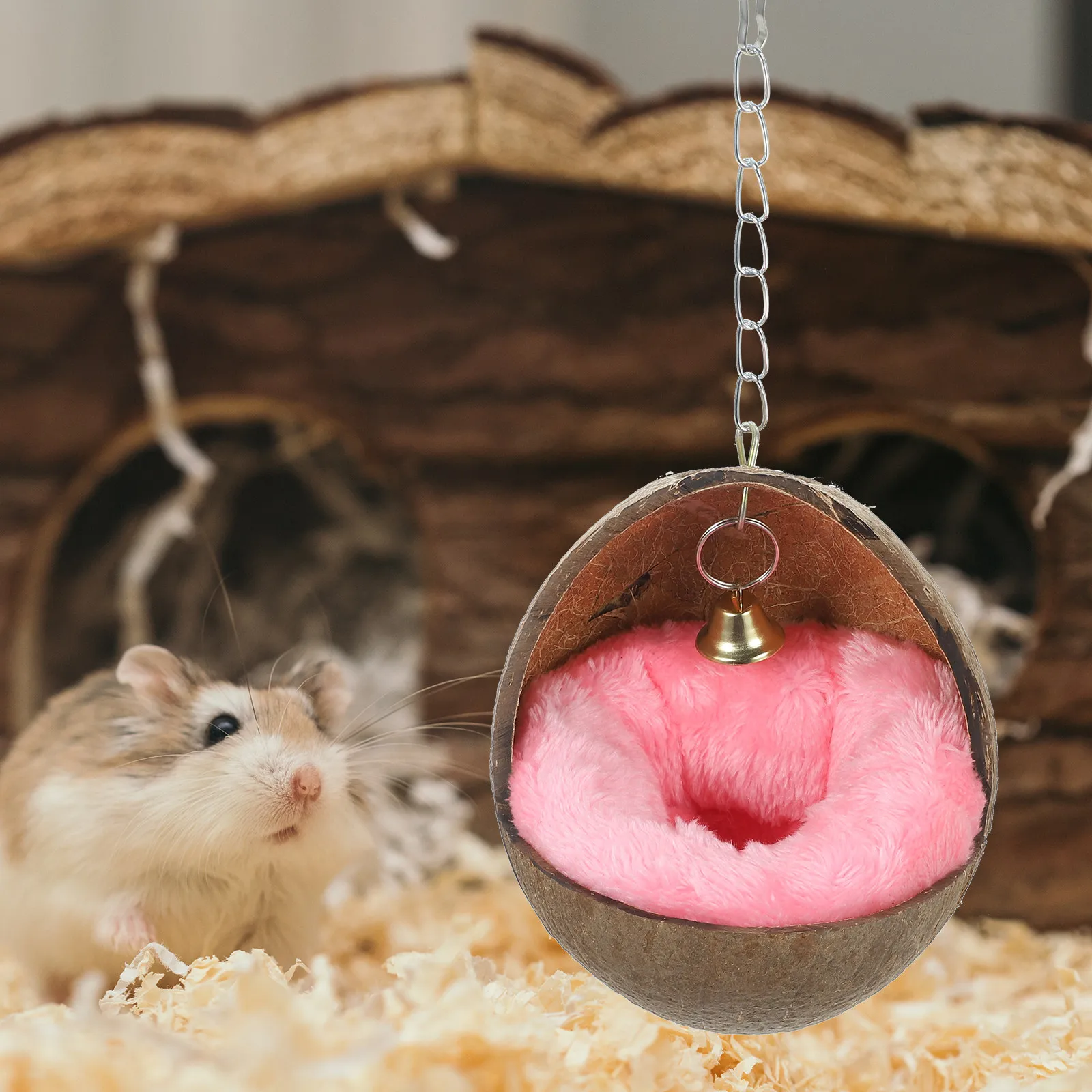 Coconut Shell Sleeping Bed Random Color Warm Nest Cushion for Hamster Guinea Pig Squirrel Small Animal House Bed