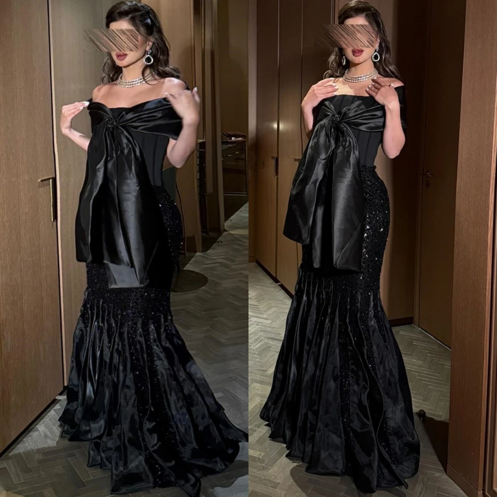 

Customized Luxury Satin Evening Dress Fashion Sleeveless Strapless Prom Dresses Delicate Buttons Mermaid Special Occasion Gowns