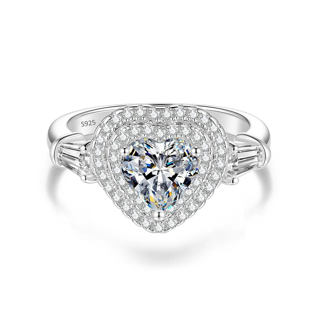 

Luxury 1 Carat Heart Moissanite Women Engagement Ring-925 Sterling Silver Wedding Anniversary Jewelry Gift-Size 5~9
