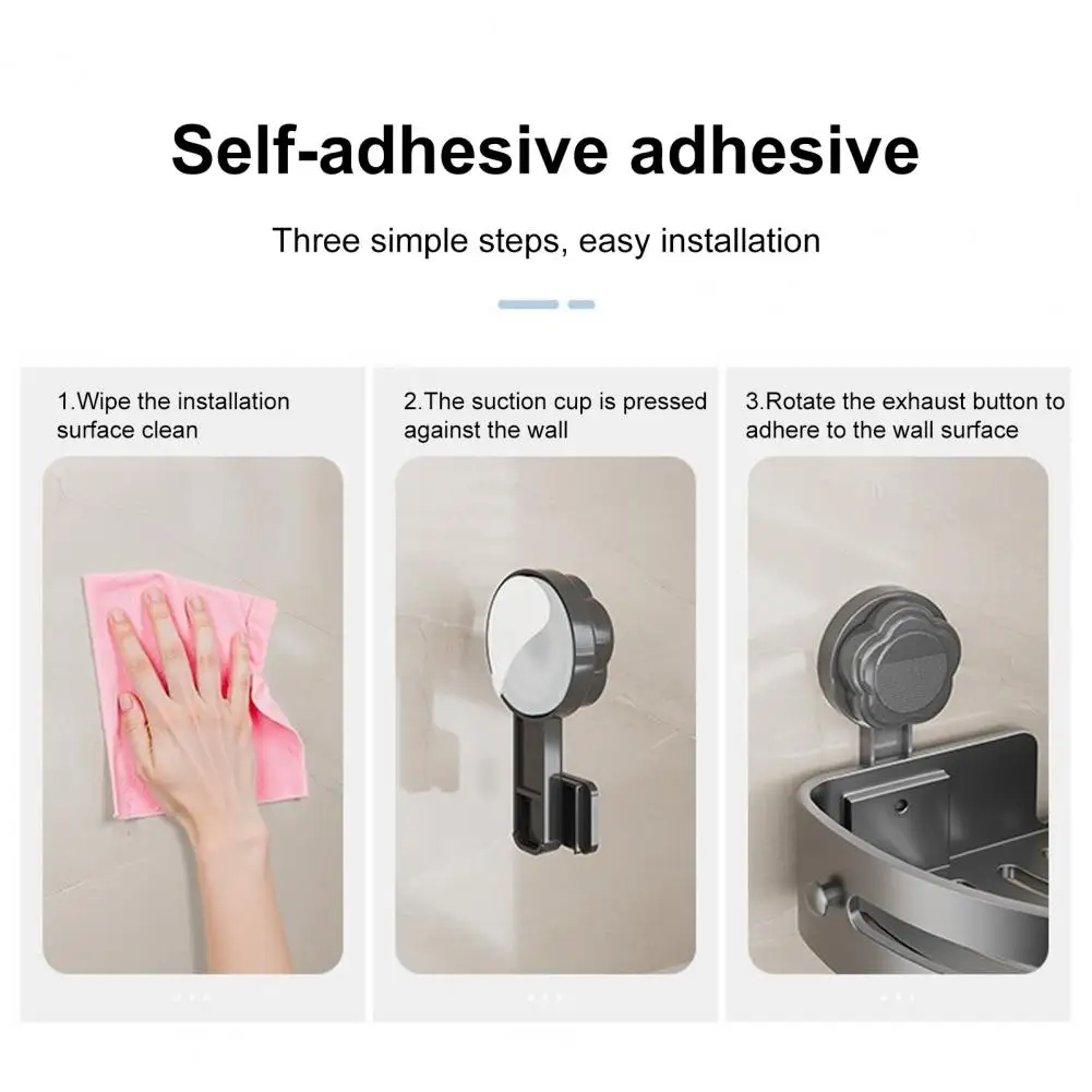 Corrosion-resistant Bathroom Shelf Bathroom Corner Storage Rack with Suction Cup Strong Load-bearing Shampoo Holder for Shower