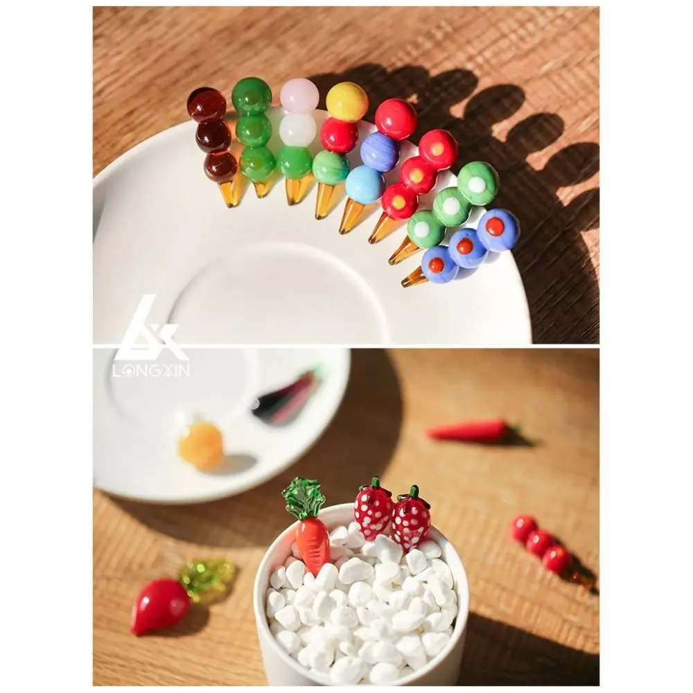 Creative Fruit and Vegetable Bonsai Decor Gift Multi Styles Vegetable Figurines Glass Crafts Desktop Ornaments Mini Statues