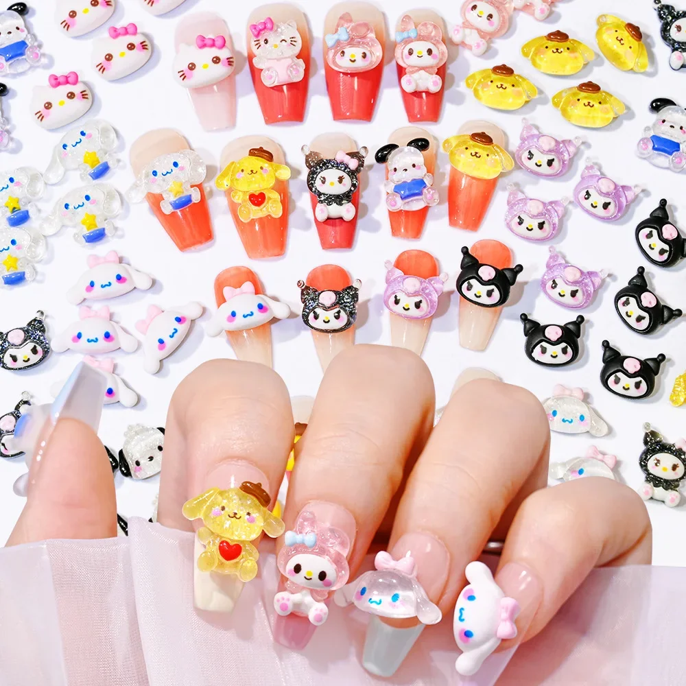 Parches de uñas postizas de HelloKittys para 20 piezas, adorno de joyería DIY, accesorios de manicura de Anime para niñas, pegatinas de juguetes