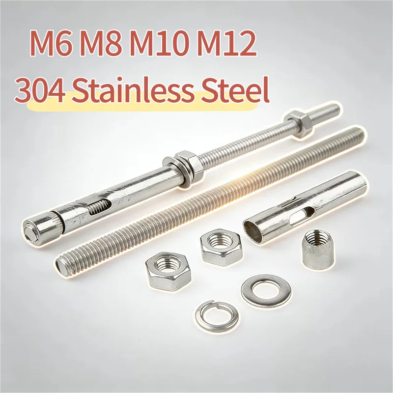 304 Stainless Steel M6 M8 M10 M12  Extended Expansion Screws Extra-Long Bolts for Ceiling Mounts Clothes Racks L:50~500mm