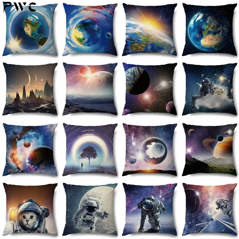 

Home Decor Universe Blue Planet Pillowcase Fantasy Astronaut Pillowcase Garden Chair Cushion Cover For Bedroom Living Room