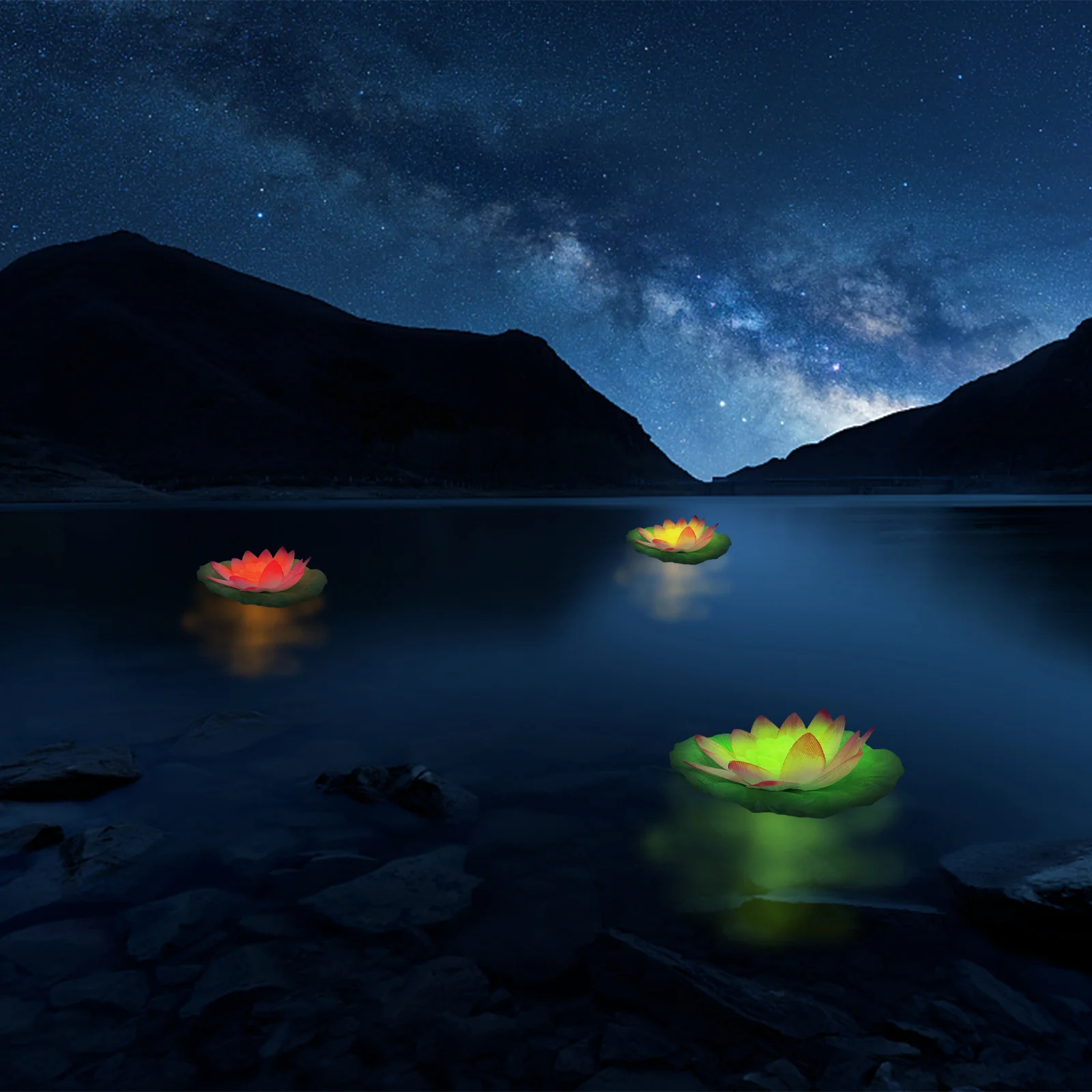 

2Pcs Lotus Floating LED for Pool Lake Garden Decoration Waterproof Bright Color Lasting Fade Resistant