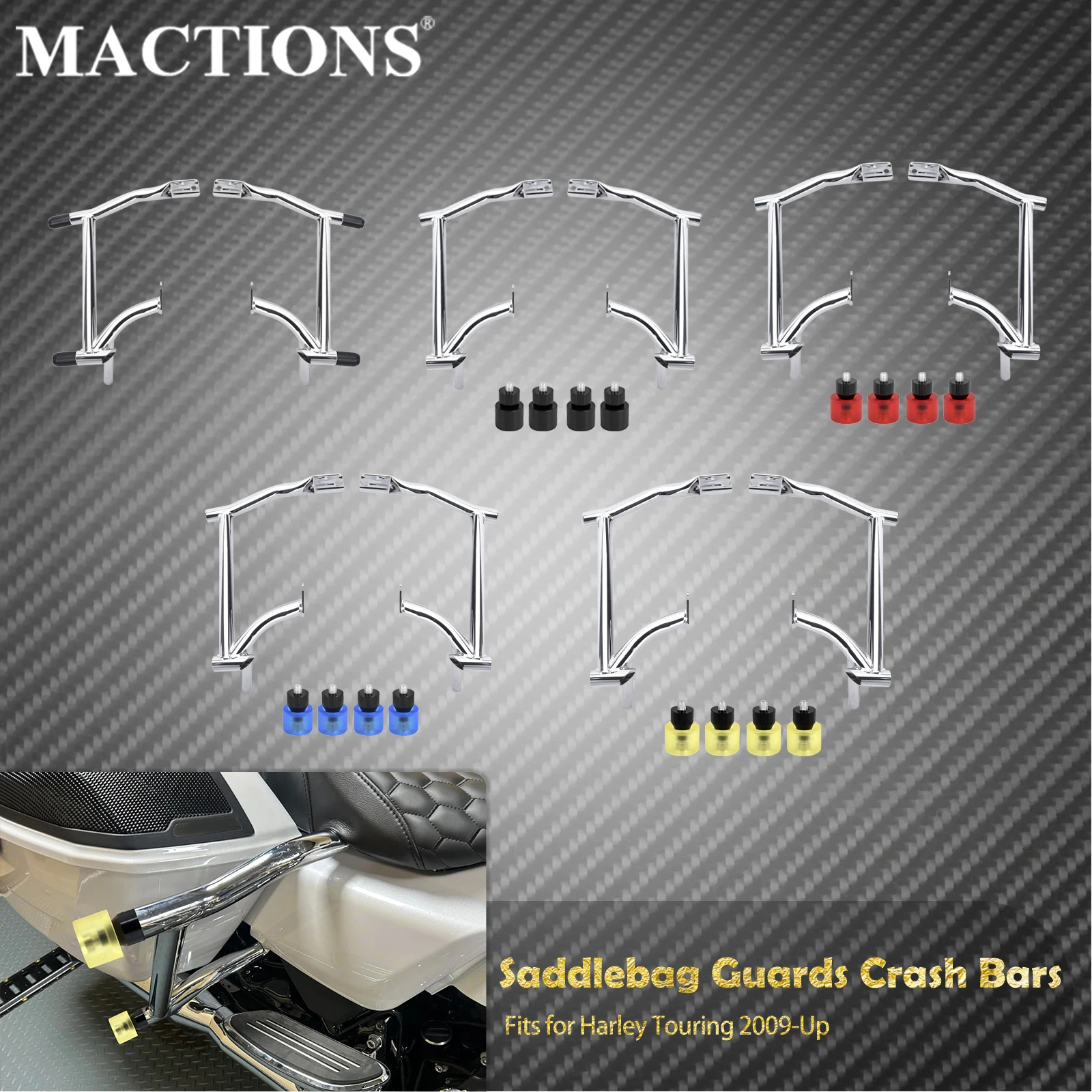 

Motorcycle Saddlebags Crash Bars Guards Left Right Rails Bumpers Chrome For Harley Touring Road King Street Electra Glide 09-25