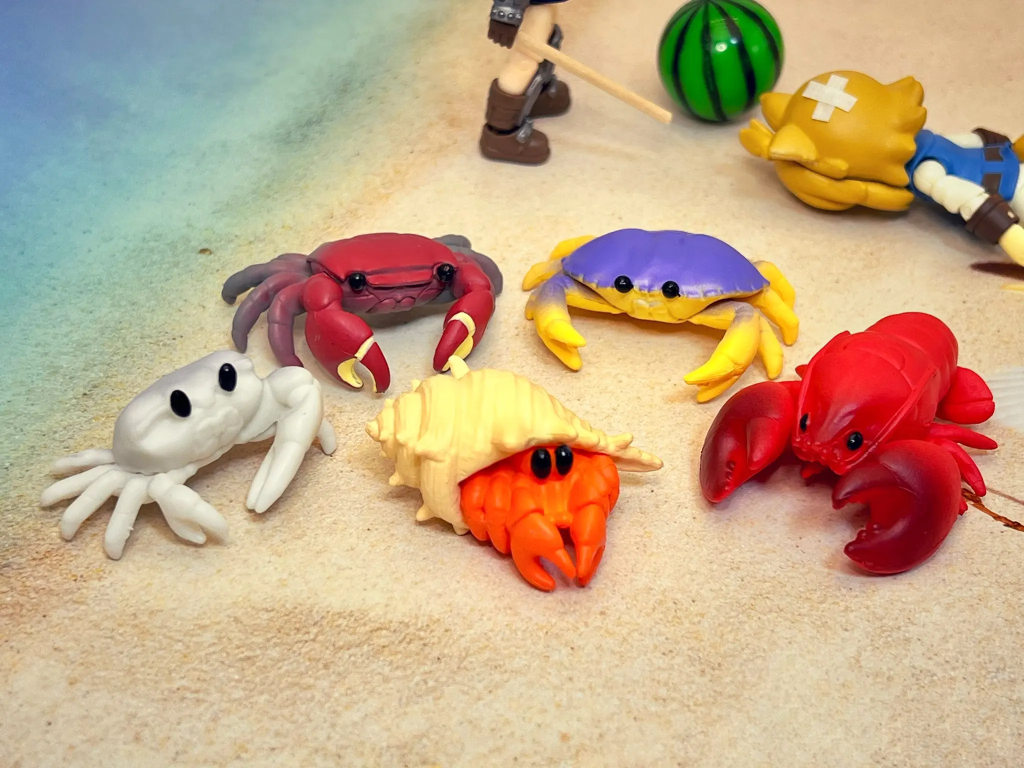 Yell capsule toys cute kawaii Cable Chopping Crab 3 feat. funny cute Hermit Crab Lobster clip cable with pincer claws figures