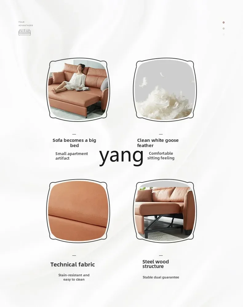 CX  technology cloth sofa bed folding dual-purpose living room modern simple down triple double sofa