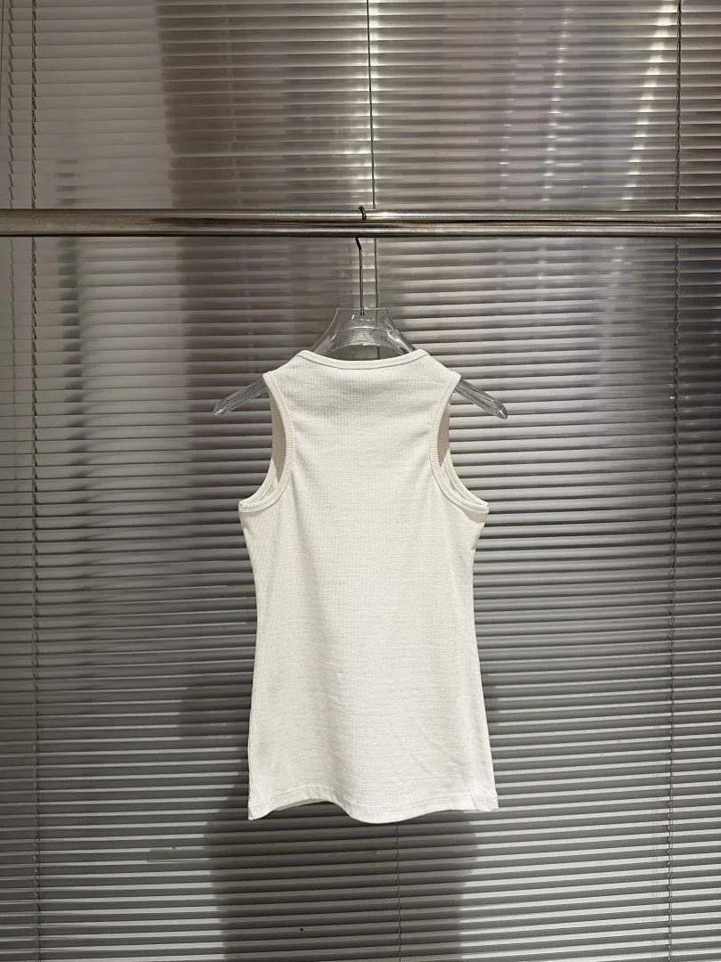 24ss M Logo Printed Women Men Am I a Mowa fan Vest Sleeveless T shirt Casual Cotton Summer Unisex Slim Vest