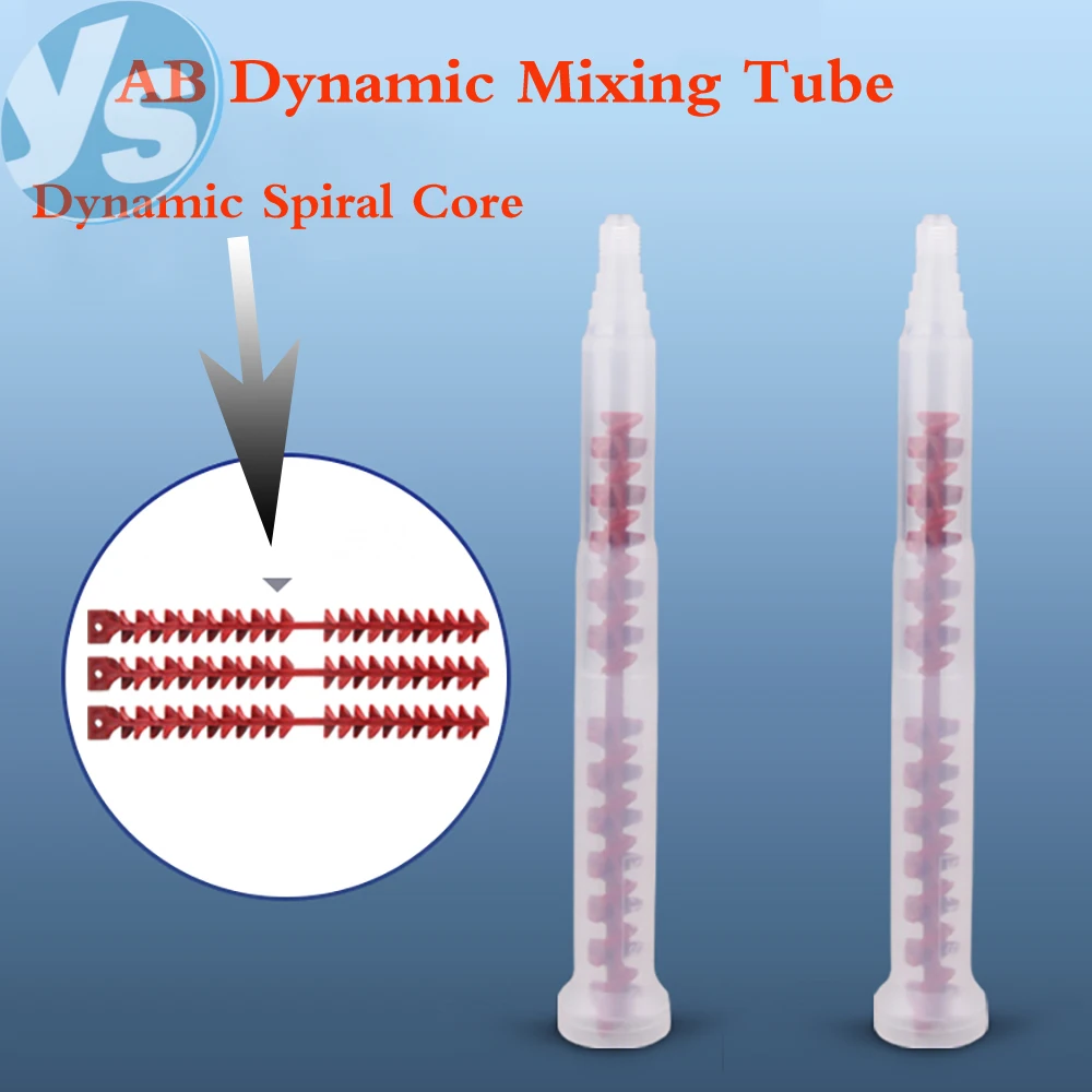 10PCS SEC13-25 Dynamic Mixing Tube 24 Elements Static Mixer Plastic Mixing Nozzle For Two Component AB Epoxy Resin Glue Dispense