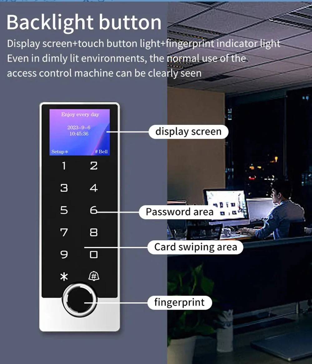 الذكية تويا واي فاي قفل كهربائي فتاحة بصمة التحكم في الوصول لوحة المفاتيح IP68 مقاوم للماء EM بطاقة RFID لوحة المفاتيح الرقمية مع LCD
