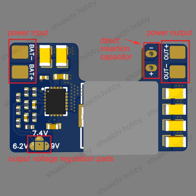 1PC 7-26V 2-6S 5A BEC Module Welded Capacitor Immersion Gold 5V/ 6.2V/7.4V/9V Optional Output Voltage for RC Fixed Wing Airplane