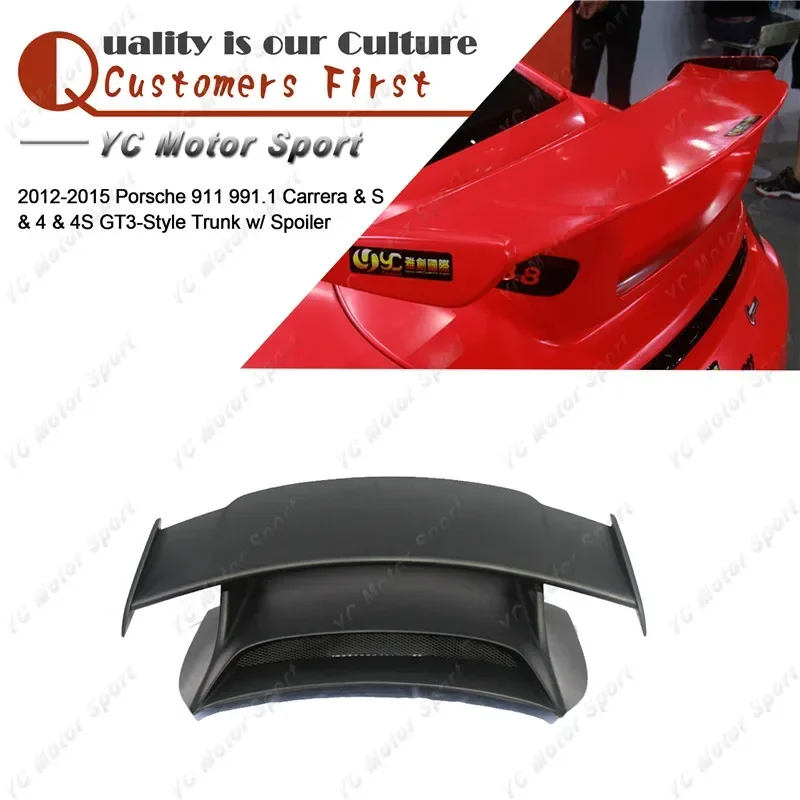 

Спойлер заднего багажника в стиле GT3 из стекловолокна FRP, подходит для Porsche 911 991.1 Carrera, S, 4 и 4S 2012-2015 годов выпуска, с GT-крылом.