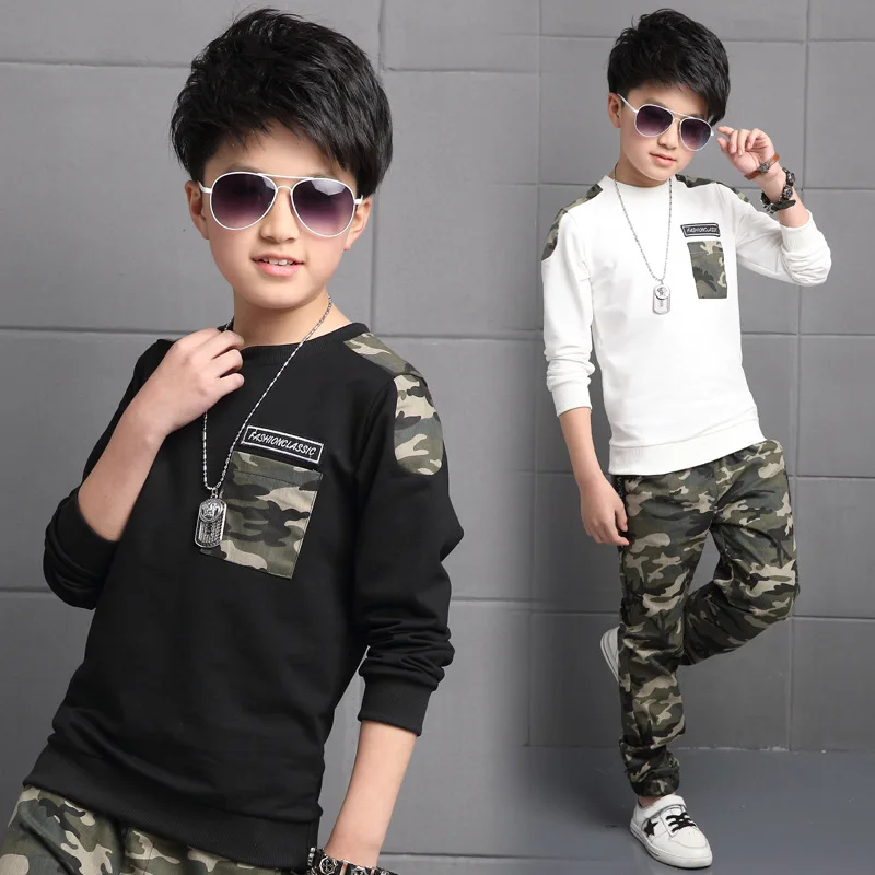 Kids Spring Autumn Leisure Cartoon Letter Print 2pcs Hoodie+Jogging Pants Tracksuits 2-13 Years Boys Outfits Clothes Sets