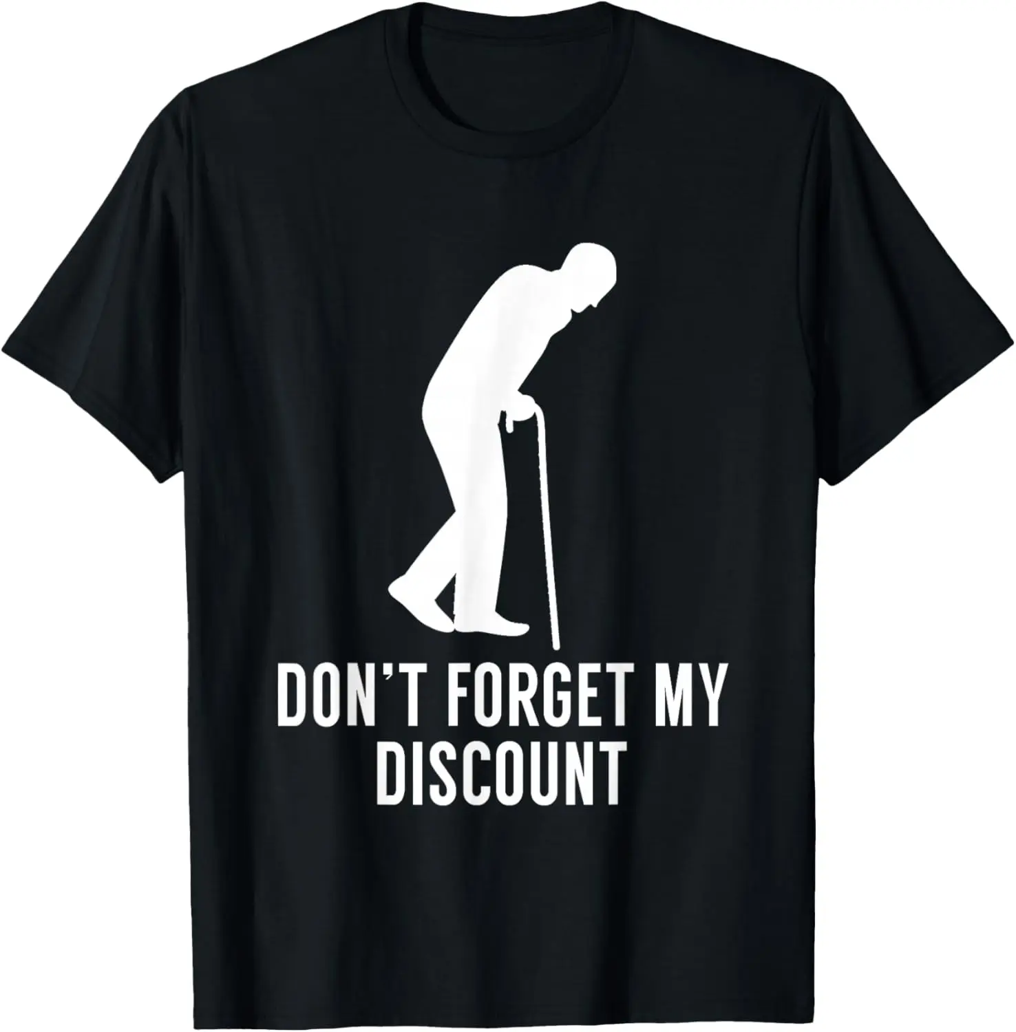 Funny Senior Citizen Discount Graphic Tee Elderly Humor Cotton T-Shirt for Adults