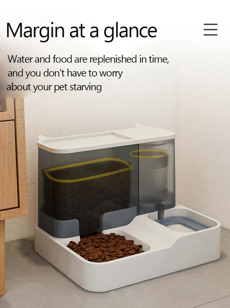 

Large Capacity Automatic Cat Food Dispenser Drinking Water Bowl Pet Supplies Wet and Dry Separation Dog Food Container