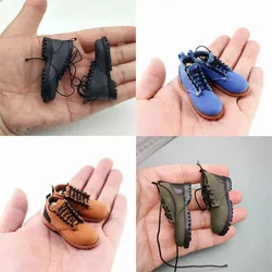 1/6 Scale Black Men's Leather Shoes Low Cut Lace Up Grooved Boots Model for 12in Feet-Removable Action Figure Doll Toy